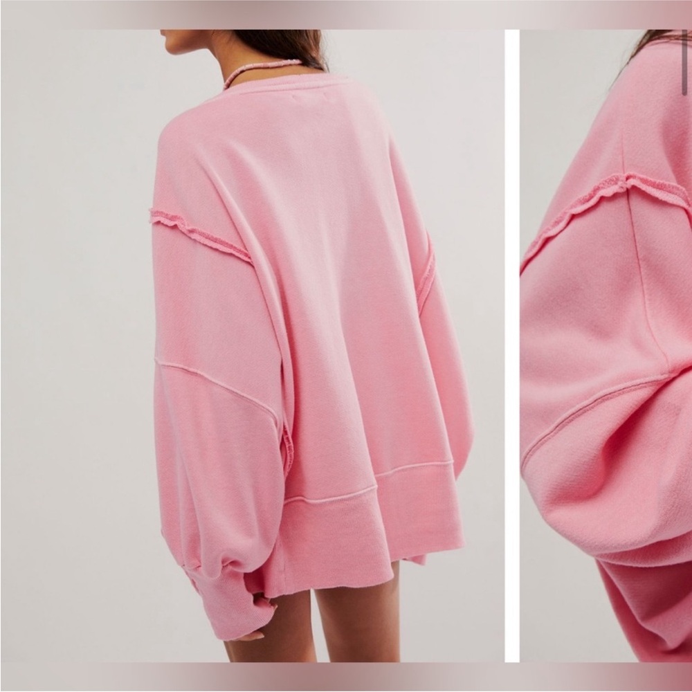 Free People Oversized Pink Sweatshirt - Picture 4 of 8